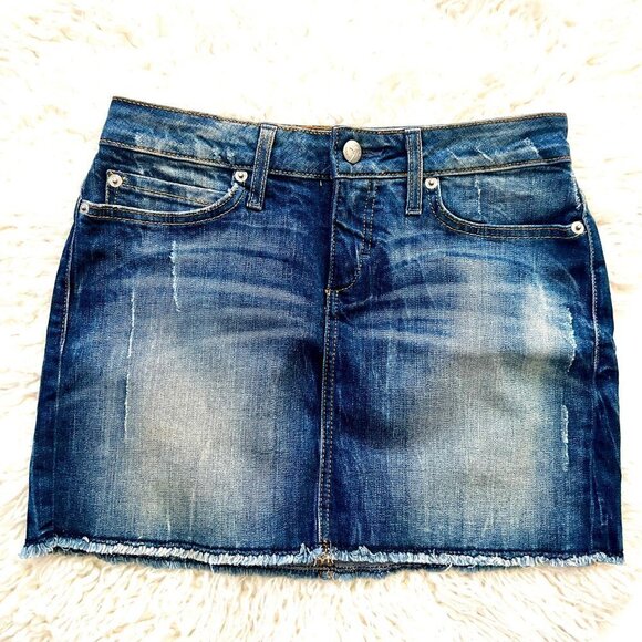 Bebe Stretchy Denim Mini Skirt in Washed Blue. Sz 25 👖🛍️ - Picture 1 of 13